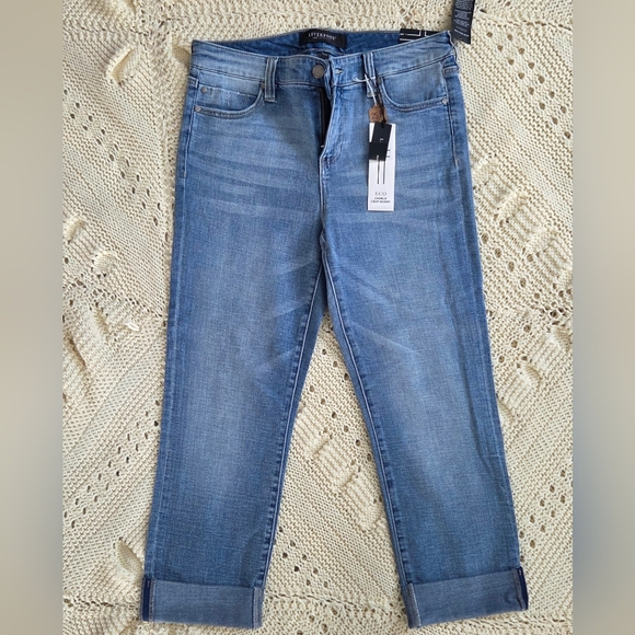 Liverpool Los Angeles NWT Cropped Cuffed Jeans Size 6/28 Mid Rise Stretch Denim - Picture 2 of 9